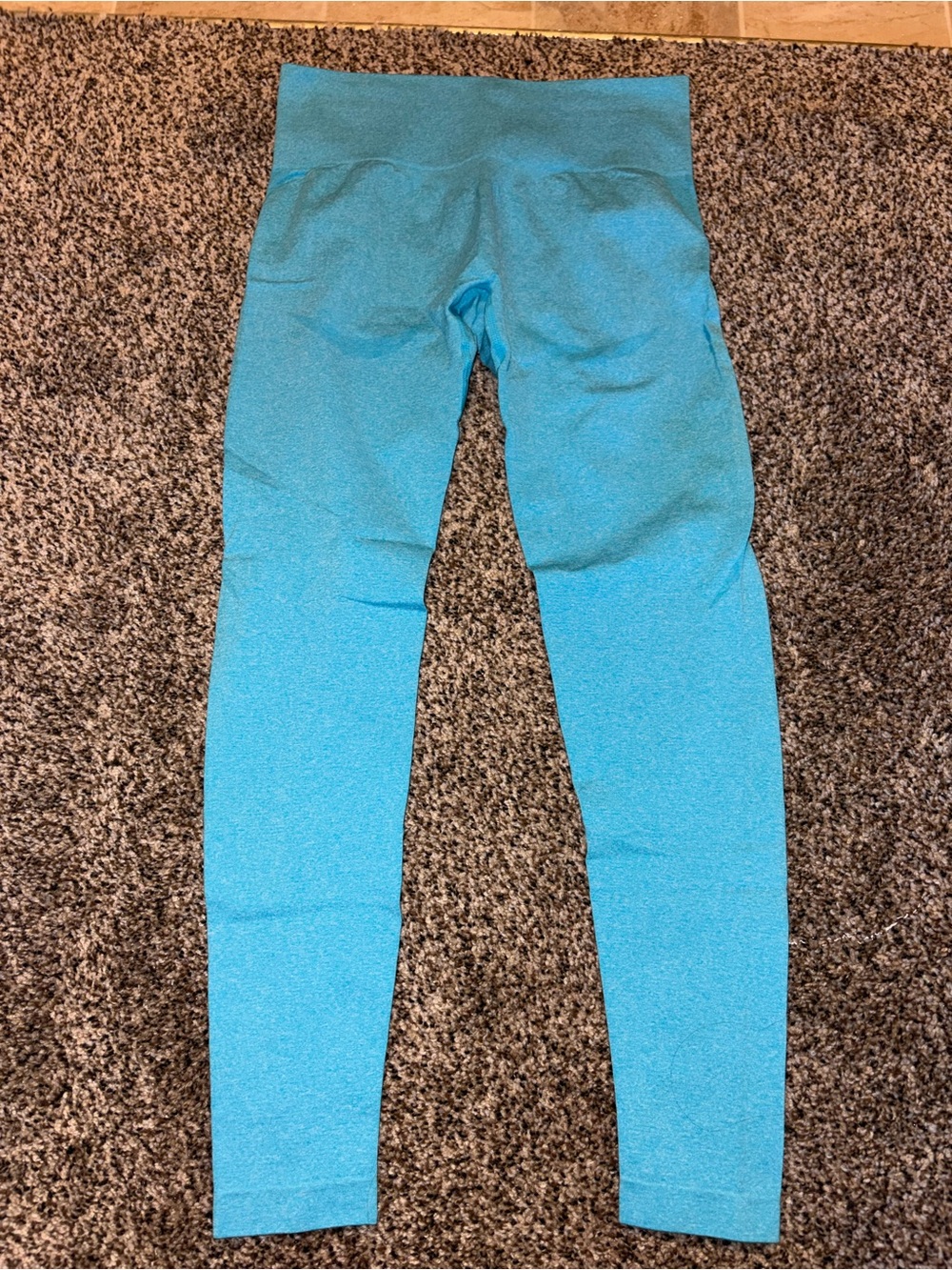 Amazon Seamless High-Waist Leggings - Turquoise Blue